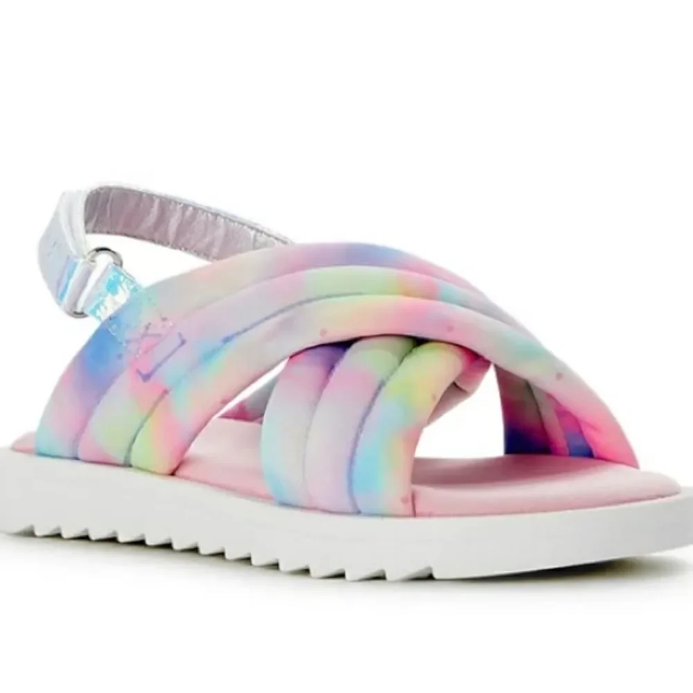 Wonder Nation Tie-Dye Puff Cross Band Sandals, Sizes I